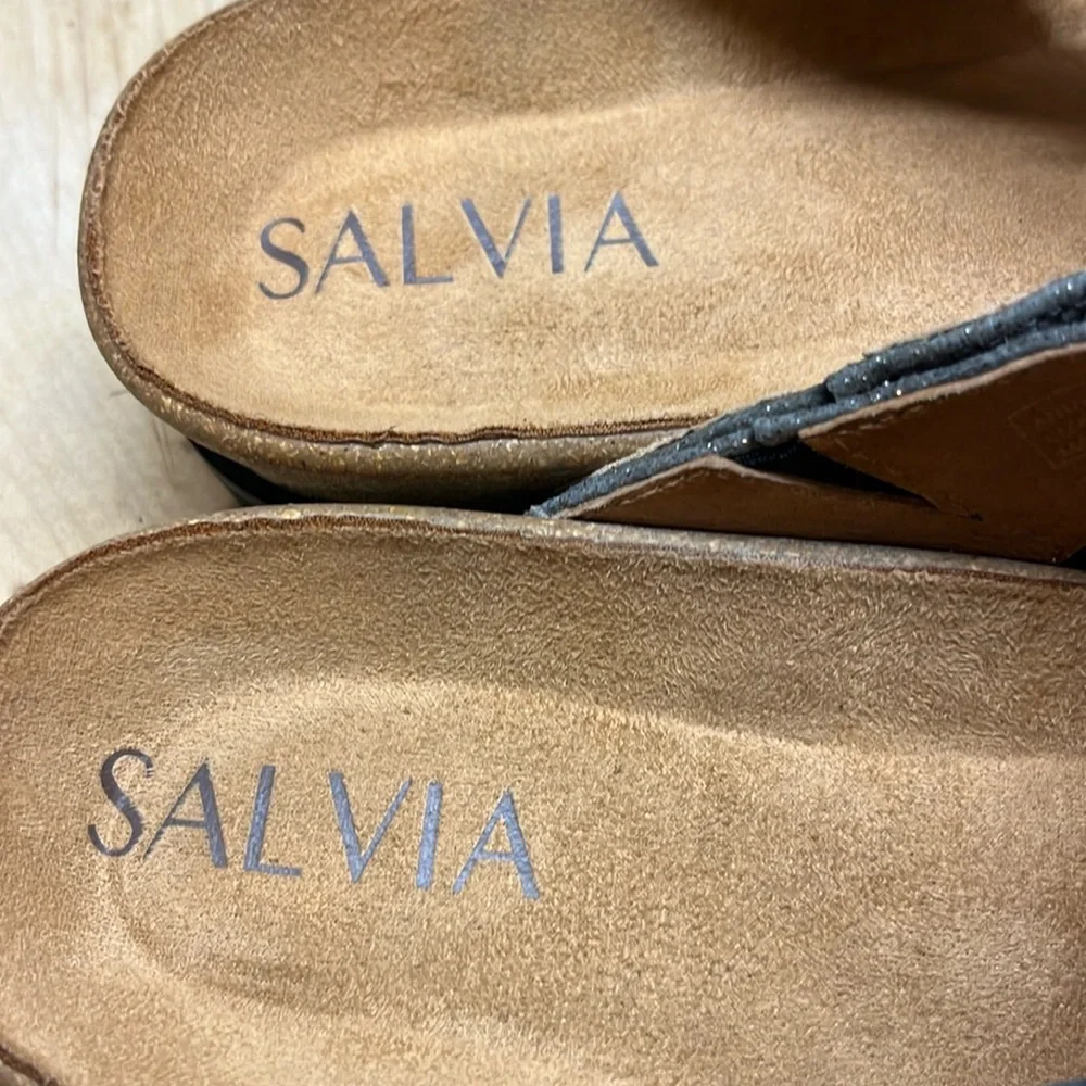 SALVIA Leather/Suede Anoros Sandals in Lizzard Pewter - Picture 4 of 16